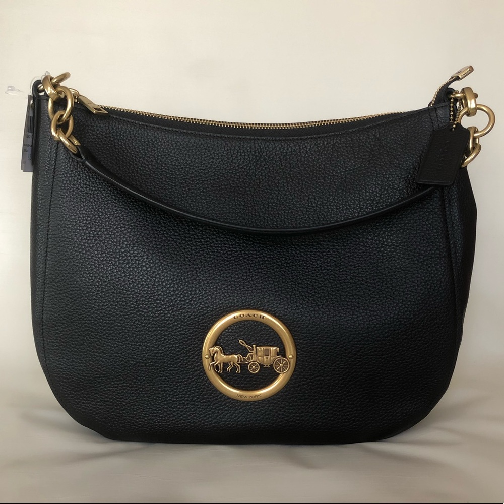 COACH Elle Hobo Black Leather Purse